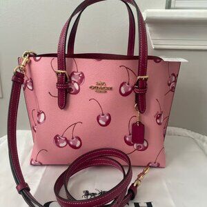 Coach Mollie Tote Bag 25 With Cherry Print